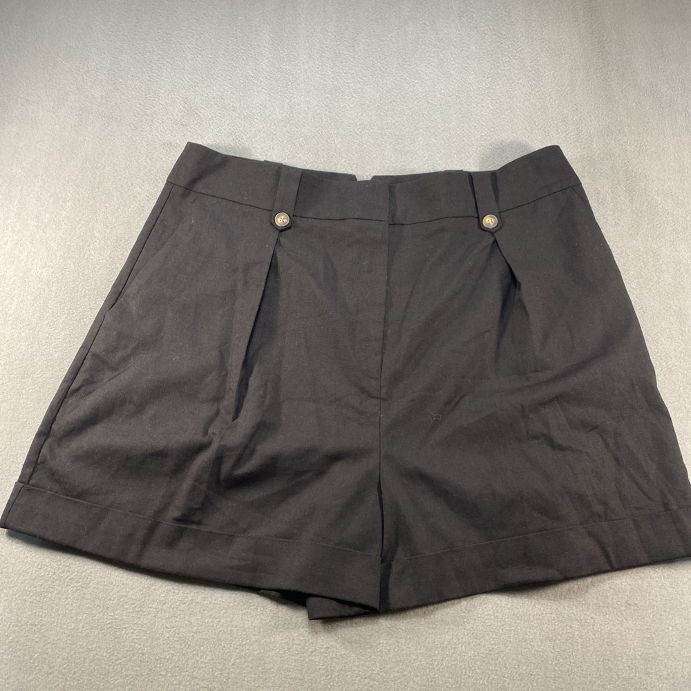 Asos Bermuda Shorts Womens Linen Blend Black‎ 16 Tall Coastal Quiet Luxury